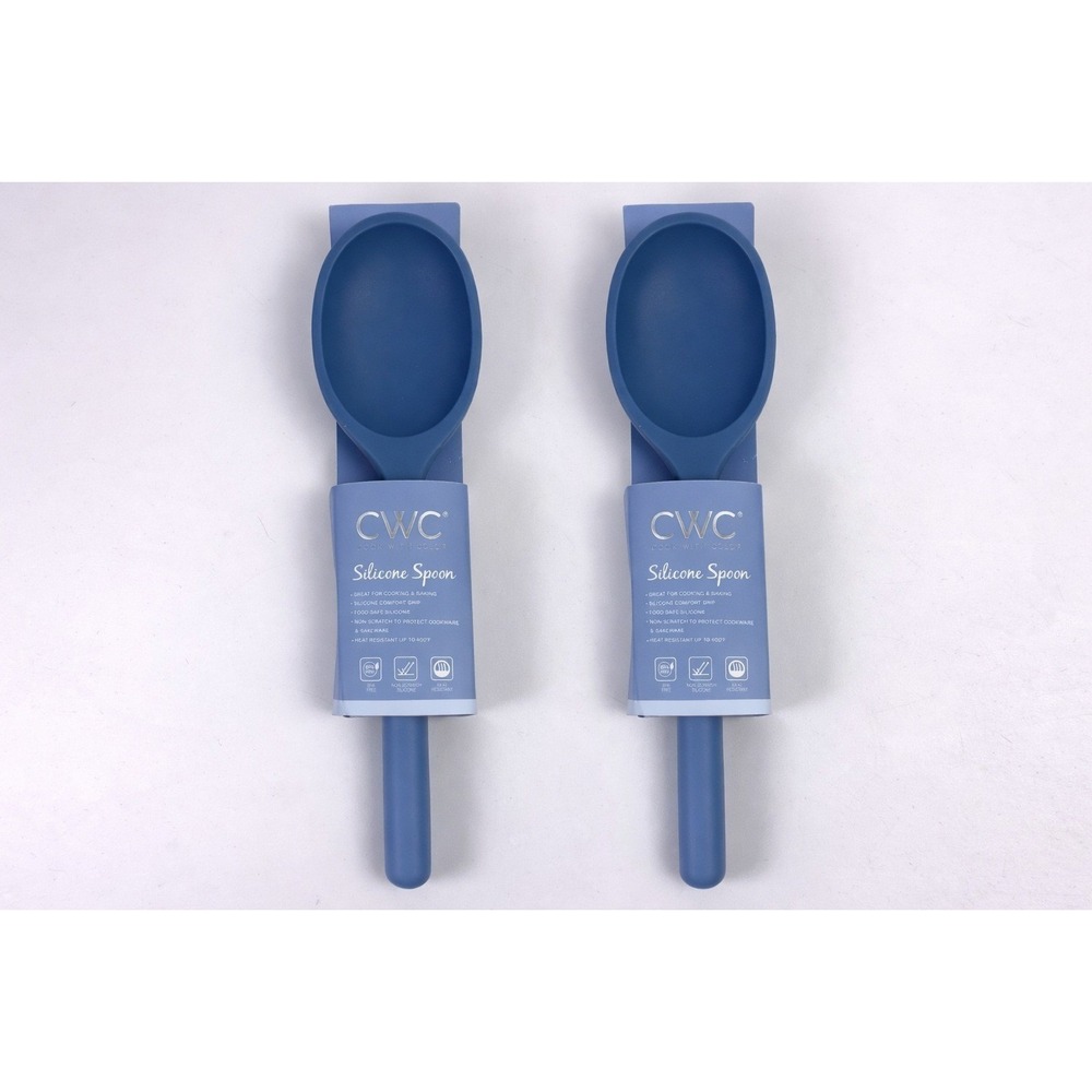 CWC Cook With Color Silicone Spoon Blue‎ BPA Free Heat Resistant Kitchen Utensil